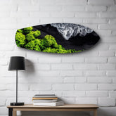 Black Sand Beach Aerial Forest Glass Wall Art.