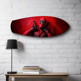 Red Masked Mercenary Comic Hero Glass Wall Art.