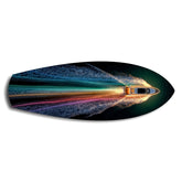 Speedboat Rainbow Light Trails Glass Wall Art.
