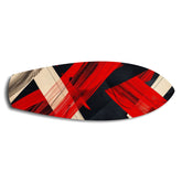 Red Black Geometric Brushstroke Glass Wall Art.