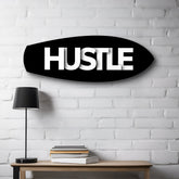 Hustle Typography Motivational Glass Wall Art.