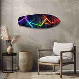 Neon Rainbow Lines Stone Abstract Glass Wall Art.