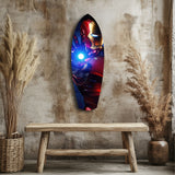 Red Armored Tech Hero Pop Art Glass Wall Art.