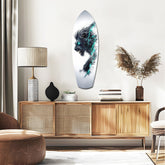 Black Lion Cyan Lightning Glass Wall Art.