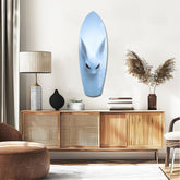 Pale Blue Rabbit Red Eyes Minimal Glass Wall Art.