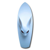Pale Blue Rabbit Red Eyes Minimal Glass Wall Art.