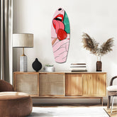 Pop Art Lips Strawberry Tongue Glass Wall Art.