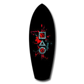 Geometric Symbols Red Splatter Gamer Glass Wall Art.