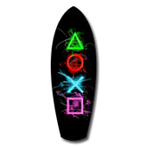 Neon Geometric Icons Gamer Glow Glass Wall Art.