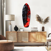 Red Black Smoke Ink Swirl Glass Wall Art.
