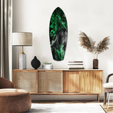 Emerald Green Smoke Ink Swirl Glass Wall Art.