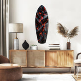 Shattered Volcanic Stone Lava Glow Glass Wall Art.