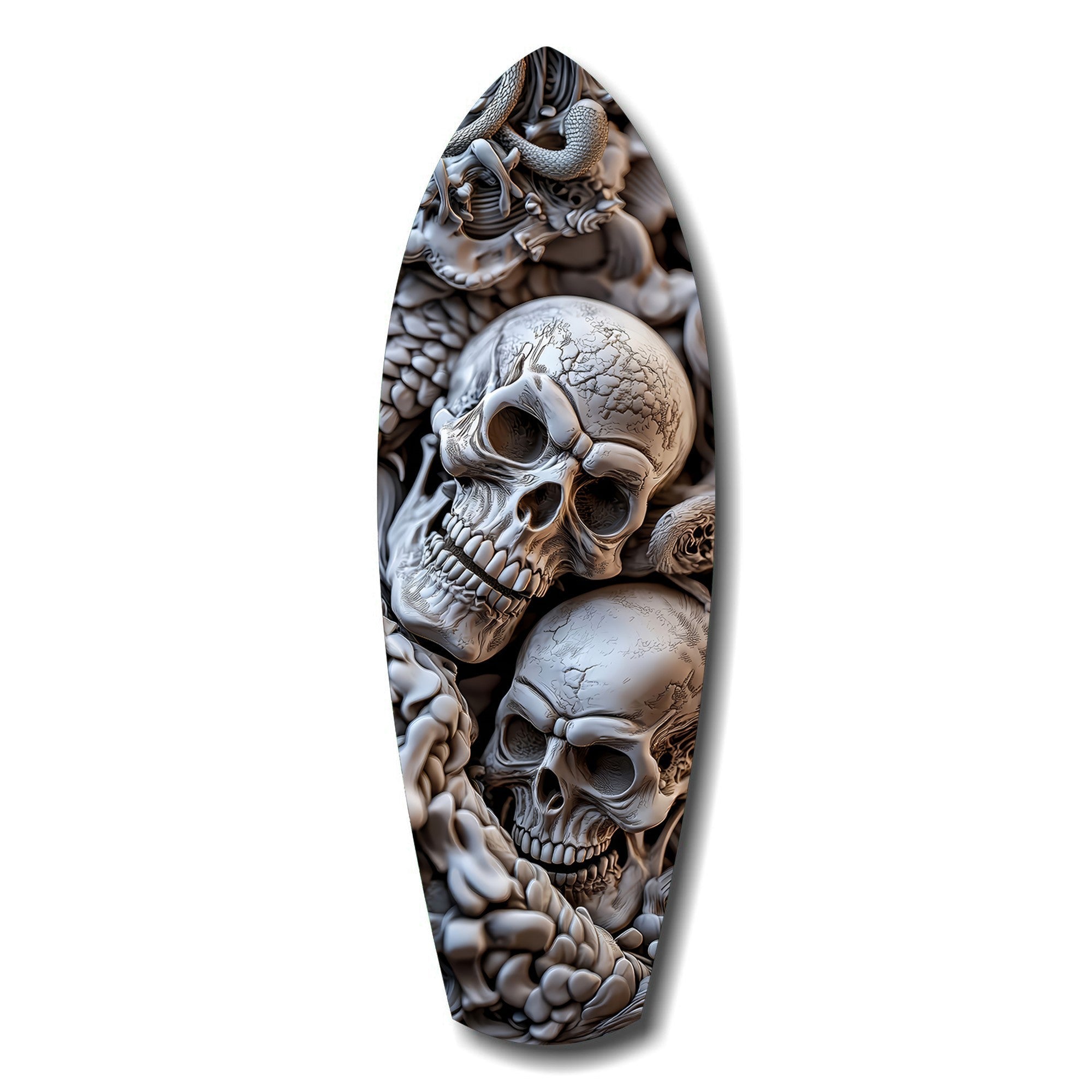 Skull Pile Snake Gothic Memento Mori Glass Wall Art.