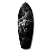 Roaring Lion Smoke Monochrome Glass Wall Art.