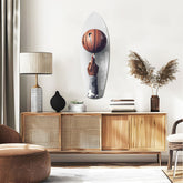Spinning Basketball Finger Balance Glass Wall Art.