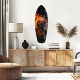 Flaming Basketball Hand Fire Glass Wall Art.
