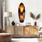 Basketball Sunset Cityscape Drip Glass Wall Art.