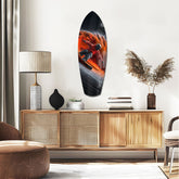 Snowboarder Fire Trail Adrenaline Glass Wall Art.