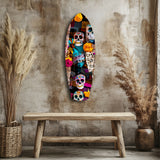 Colorful Skulls Glass Wall Art