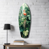 Tropical Flamingo Haven Glass Wall Art