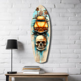 Retro Rides Rebel Skulls Glass Wall Art