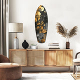 Golden Flower Glass Wall Art