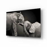 Elephants Glass Wall Art.
