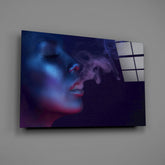 Smoke and Woman Glass Wall Art.