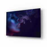 Smoke and Woman Glass Wall Art.