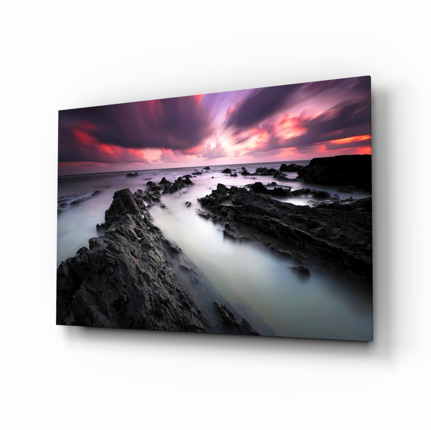 Sunset Landscape Glass Wall Art.