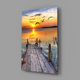 Sunset on the Dock Glass Wall Art.