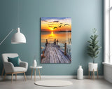 Sunset on the Dock Glass Wall Art.