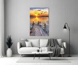 Sunset on the Dock Glass Wall Art.