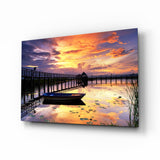 Sunset on the Dock Glass Wall Art.