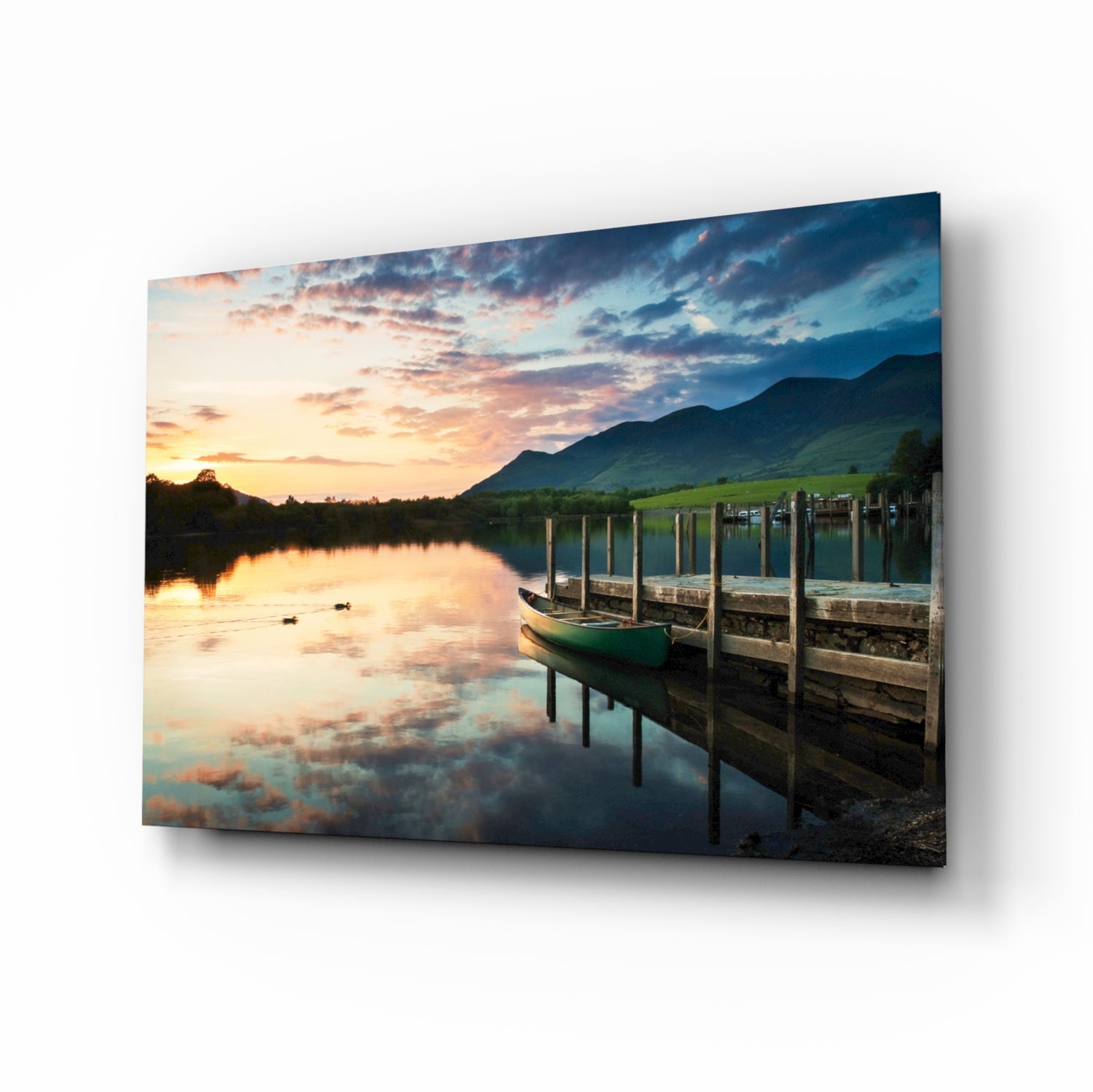Lake Landscape Glass Wall Art.