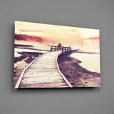 Dock in the Fog Glass Wall Art.