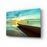 Kayak on the Beach and Sunset Glass Wall Art.