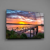 Sunset on the Beach Glass Wall Art.