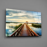 Long Dock on the Lake Glass Wall Art.