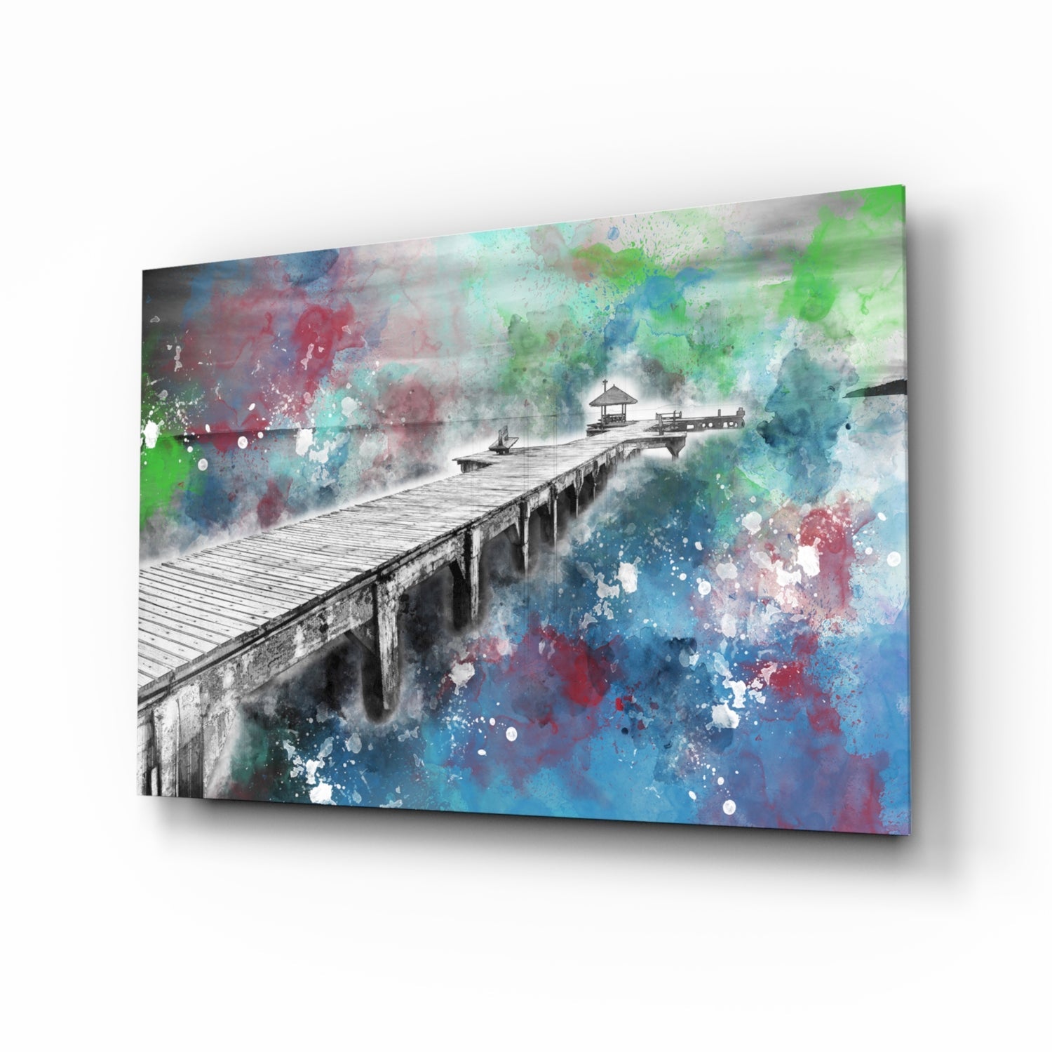 Illustration Dock Glass Wall Art.