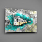 Illustration Tram Glass Wall Art.