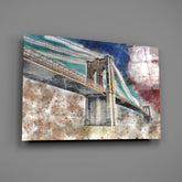 Illustration bridge Glass Wall Art.