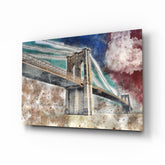 Illustration bridge Glass Wall Art.