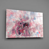 Illustration Bicycle Glass Wall Art.
