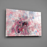 Illustration Bicycle Glass Wall Art.