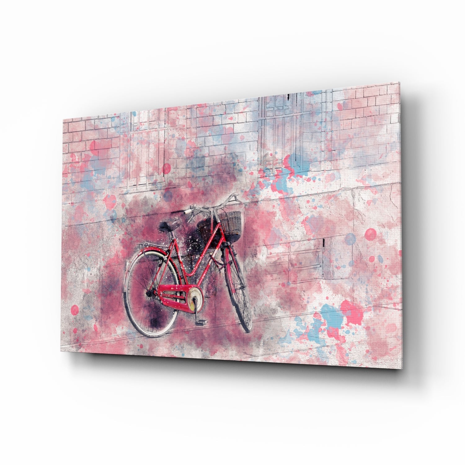 Illustration Bicycle Glass Wall Art.