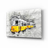 Yellow Tram Basel Glass Wall Art.