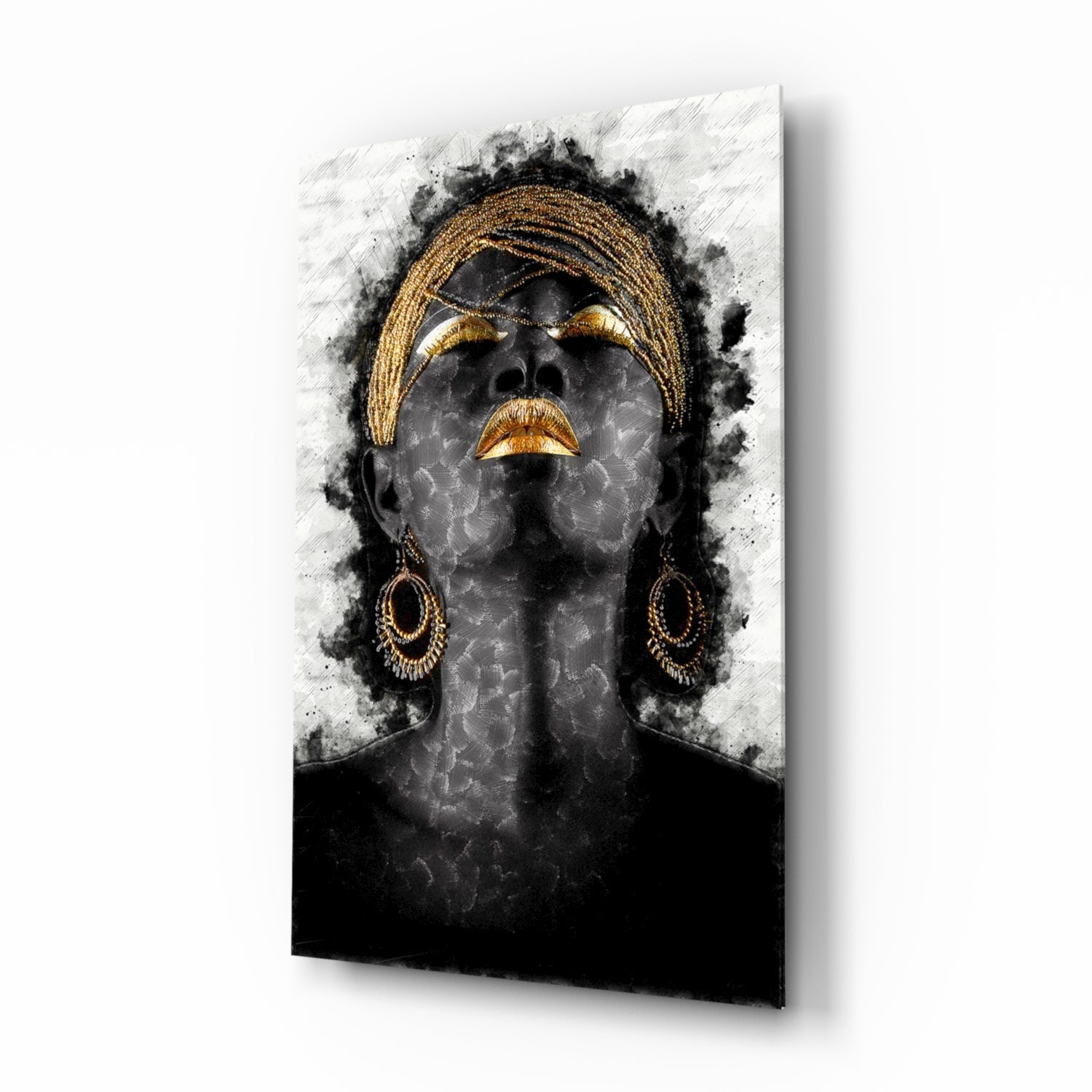 African Woman Portrait Glass Wall Art.