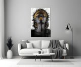 African Woman Portrait Glass Wall Art.
