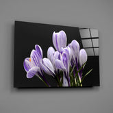 Purple Flowers Glass Wall Art.